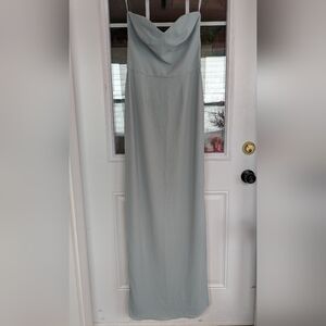 Elegant Strapless Sage Green Maxi Dress size 6